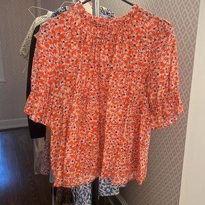 THML Orange and Bkue flowy top